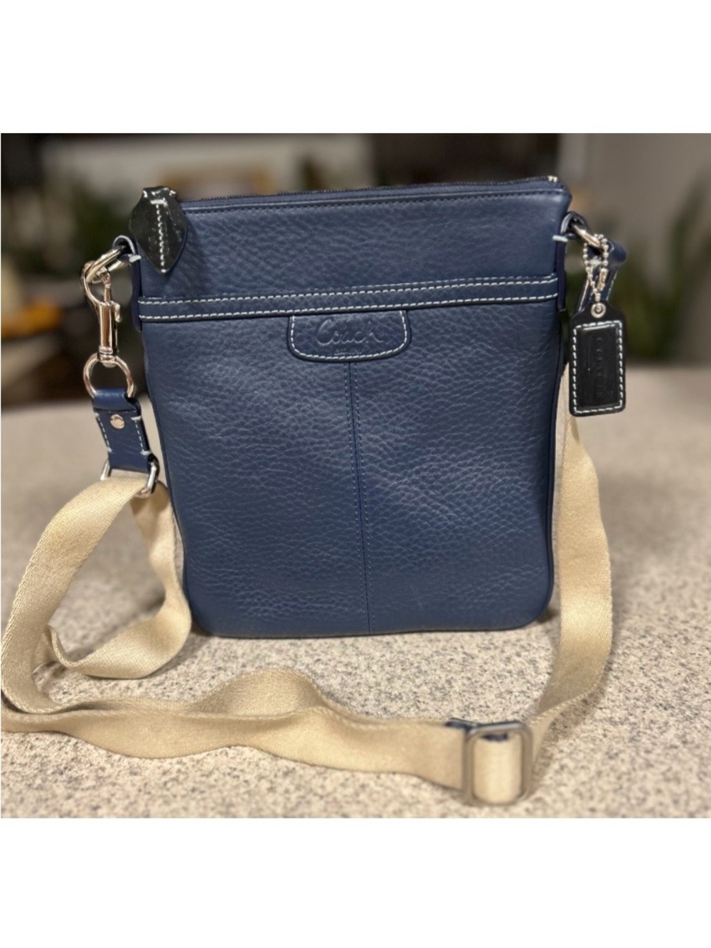 COACH Penelope Navy Pebbled Leather Crossbody Bag (Style No. 42206)